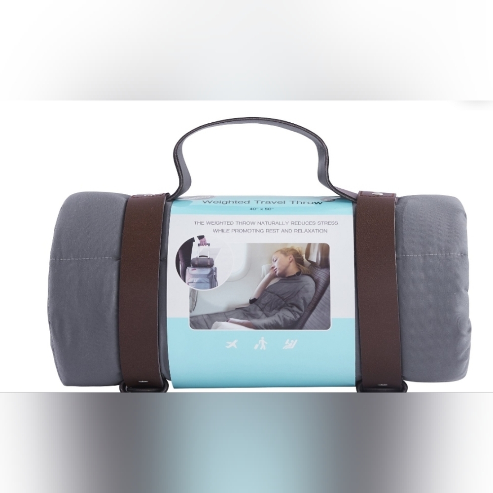 (WEIGHTED) Bon Voyage 5 lb grey travel weighted throw 40" X 50"